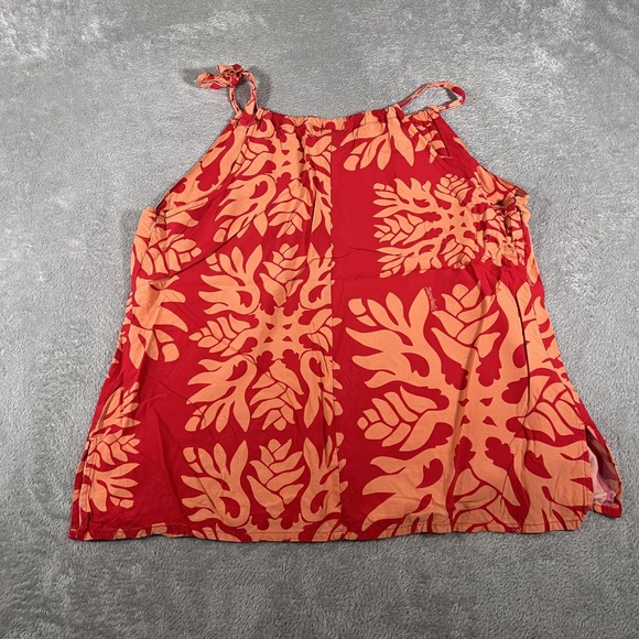 Manuheali'i Tank Top Womens Medium Red Hawaiian Floral Adjustable Strap Hawaii - Picture 6 of 9